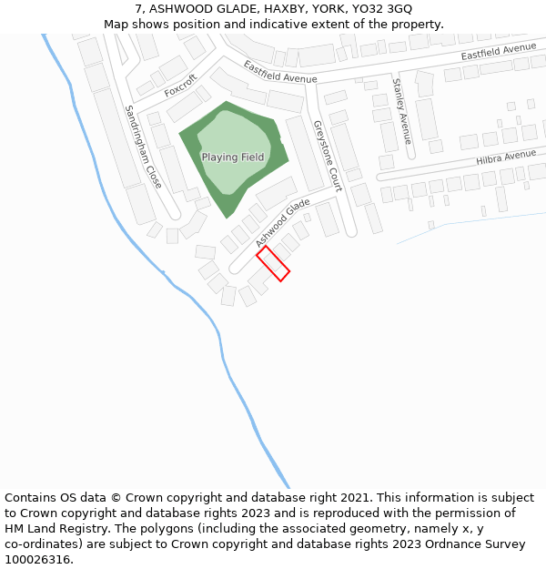 7, ASHWOOD GLADE, HAXBY, YORK, YO32 3GQ: Location map and indicative extent of plot