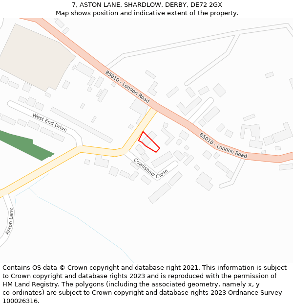 7, ASTON LANE, SHARDLOW, DERBY, DE72 2GX: Location map and indicative extent of plot