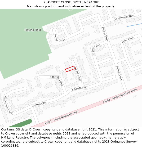 7, AVOCET CLOSE, BLYTH, NE24 3RF: Location map and indicative extent of plot