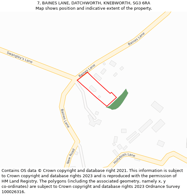 7, BAINES LANE, DATCHWORTH, KNEBWORTH, SG3 6RA: Location map and indicative extent of plot