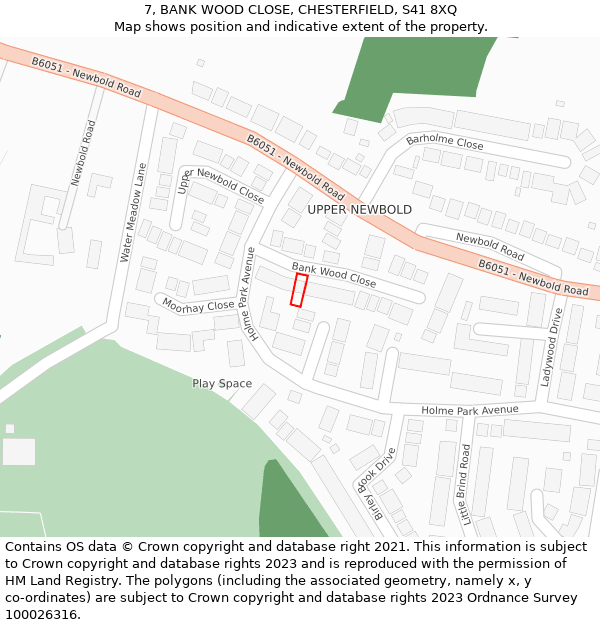 7, BANK WOOD CLOSE, CHESTERFIELD, S41 8XQ: Location map and indicative extent of plot