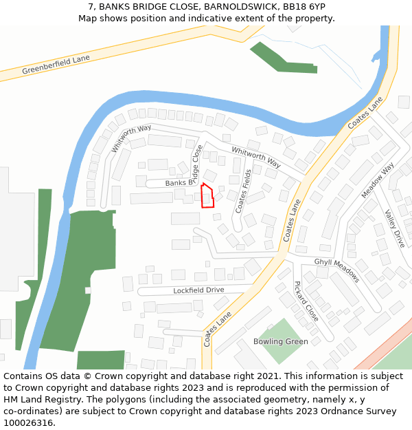 7, BANKS BRIDGE CLOSE, BARNOLDSWICK, BB18 6YP: Location map and indicative extent of plot