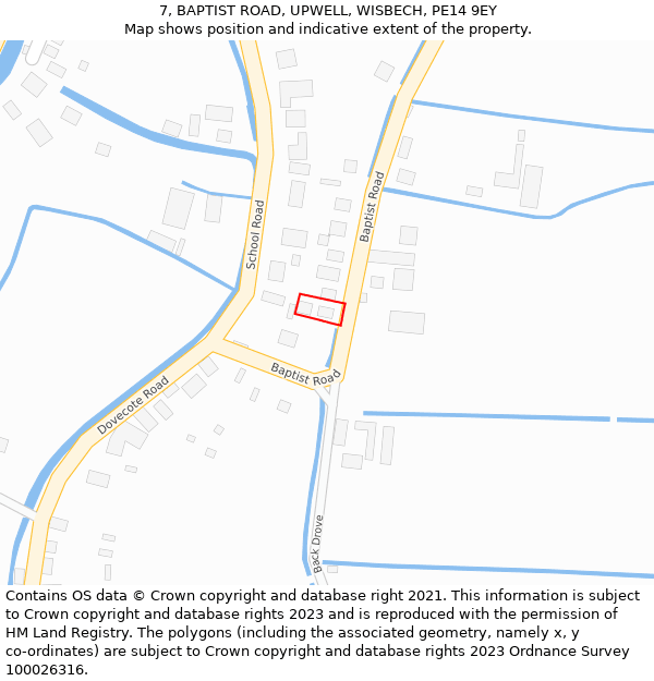 7, BAPTIST ROAD, UPWELL, WISBECH, PE14 9EY: Location map and indicative extent of plot