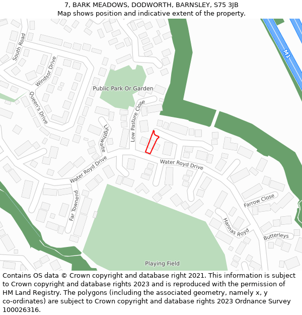 7, BARK MEADOWS, DODWORTH, BARNSLEY, S75 3JB: Location map and indicative extent of plot