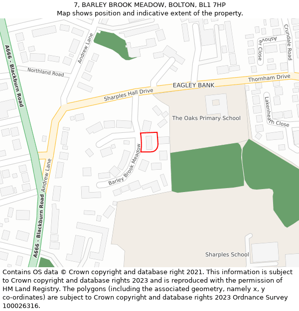 7, BARLEY BROOK MEADOW, BOLTON, BL1 7HP: Location map and indicative extent of plot