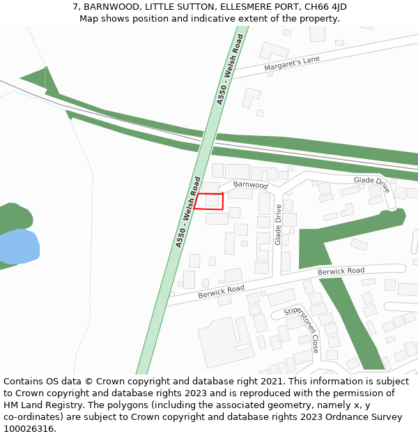 7, BARNWOOD, LITTLE SUTTON, ELLESMERE PORT, CH66 4JD: Location map and indicative extent of plot