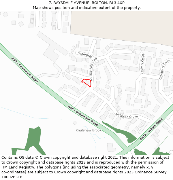 7, BAYSDALE AVENUE, BOLTON, BL3 4XP: Location map and indicative extent of plot