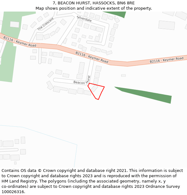 7, BEACON HURST, HASSOCKS, BN6 8RE: Location map and indicative extent of plot