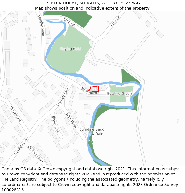 7, BECK HOLME, SLEIGHTS, WHITBY, YO22 5AG: Location map and indicative extent of plot