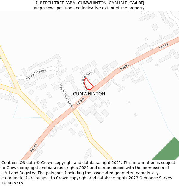 7, BEECH TREE FARM, CUMWHINTON, CARLISLE, CA4 8EJ: Location map and indicative extent of plot