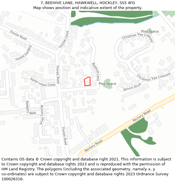 7, BEEHIVE LANE, HAWKWELL, HOCKLEY, SS5 4FG: Location map and indicative extent of plot