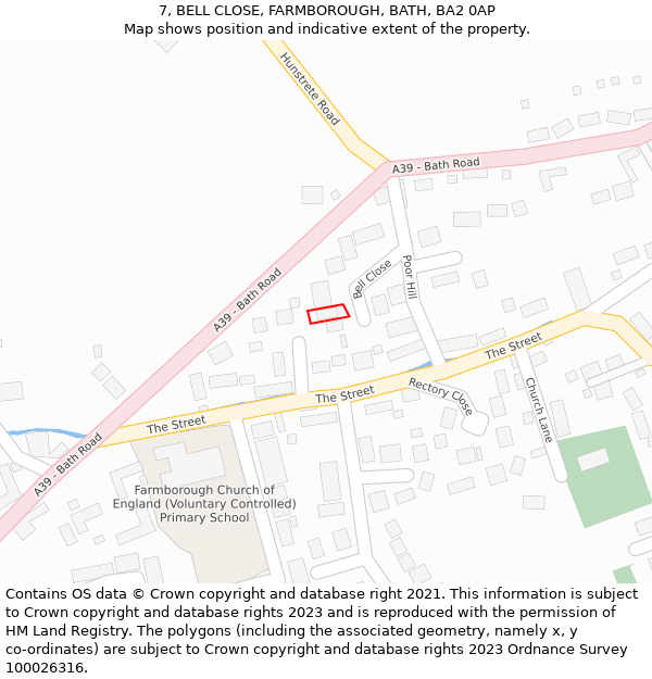 7, BELL CLOSE, FARMBOROUGH, BATH, BA2 0AP: Location map and indicative extent of plot