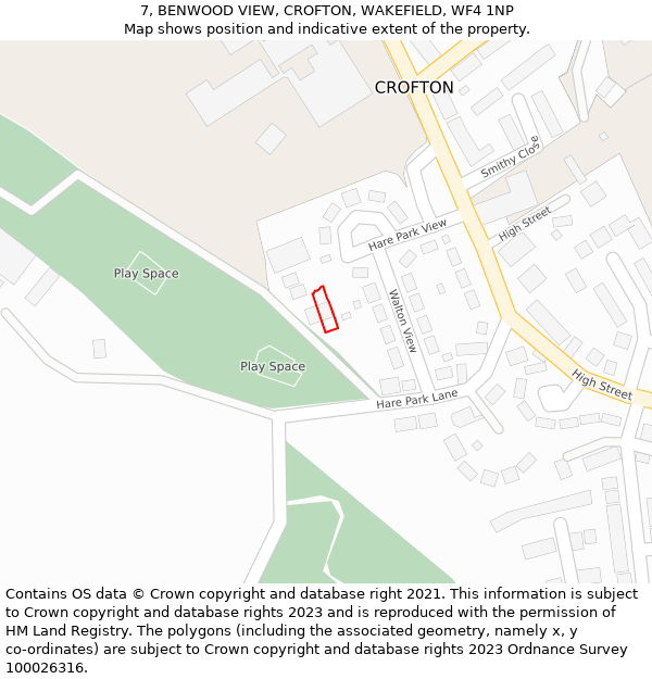 7, BENWOOD VIEW, CROFTON, WAKEFIELD, WF4 1NP: Location map and indicative extent of plot