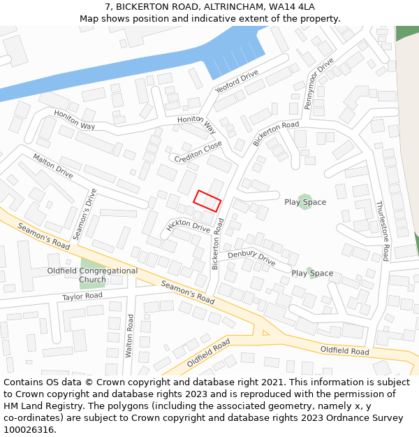 7, BICKERTON ROAD, ALTRINCHAM, WA14 4LA: Location map and indicative extent of plot