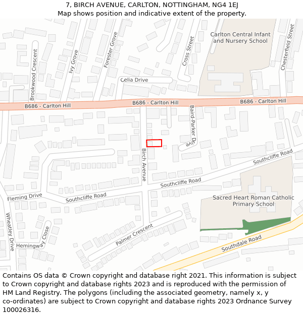 7, BIRCH AVENUE, CARLTON, NOTTINGHAM, NG4 1EJ: Location map and indicative extent of plot