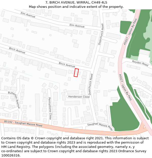 7, BIRCH AVENUE, WIRRAL, CH49 4LS: Location map and indicative extent of plot