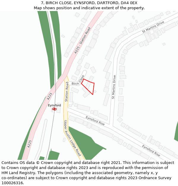 7, BIRCH CLOSE, EYNSFORD, DARTFORD, DA4 0EX: Location map and indicative extent of plot