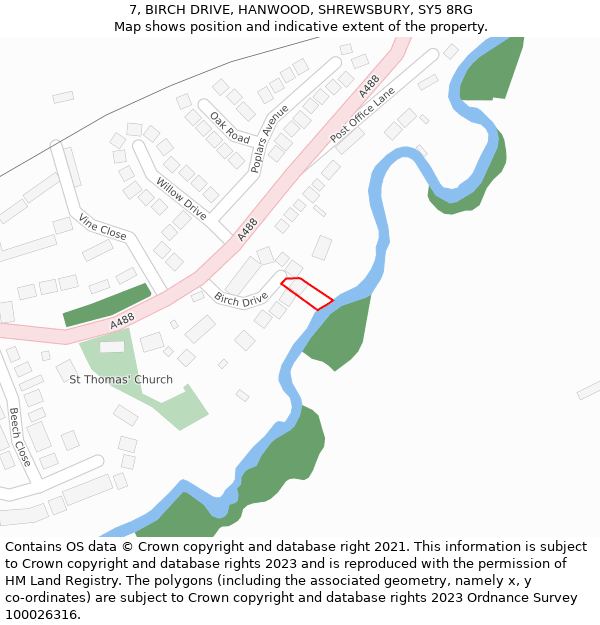7, BIRCH DRIVE, HANWOOD, SHREWSBURY, SY5 8RG: Location map and indicative extent of plot