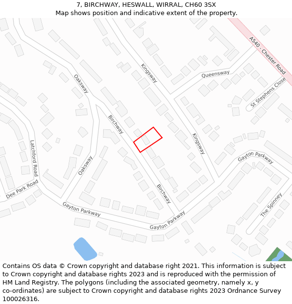 7, BIRCHWAY, HESWALL, WIRRAL, CH60 3SX: Location map and indicative extent of plot