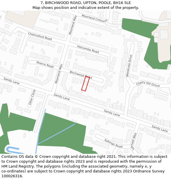 7, BIRCHWOOD ROAD, UPTON, POOLE, BH16 5LE: Location map and indicative extent of plot