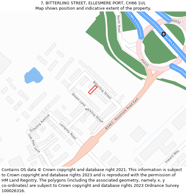 7, BITTERLING STREET, ELLESMERE PORT, CH66 1UL: Location map and indicative extent of plot