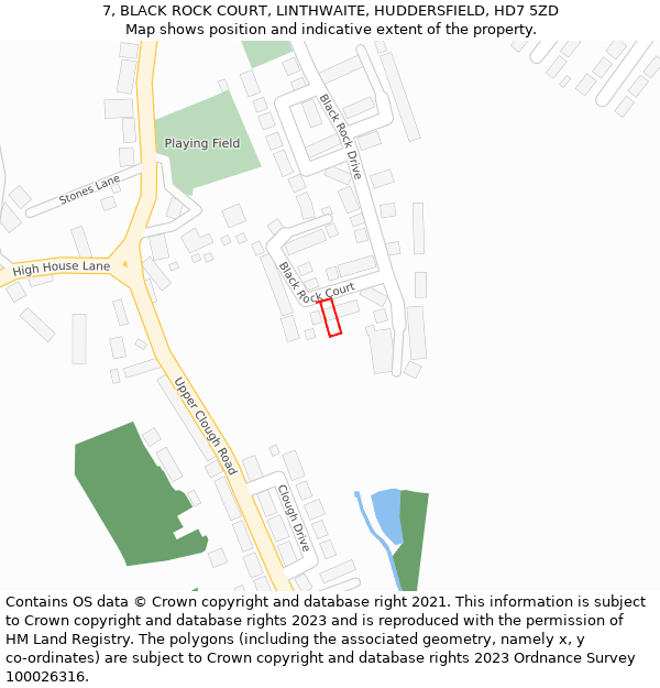 7, BLACK ROCK COURT, LINTHWAITE, HUDDERSFIELD, HD7 5ZD: Location map and indicative extent of plot