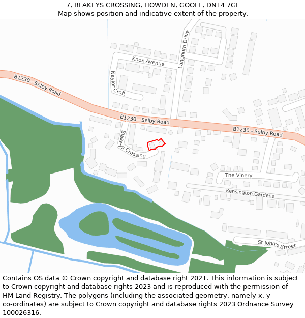 7, BLAKEYS CROSSING, HOWDEN, GOOLE, DN14 7GE: Location map and indicative extent of plot