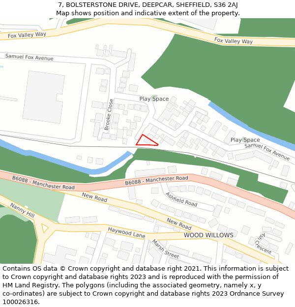 7, BOLSTERSTONE DRIVE, DEEPCAR, SHEFFIELD, S36 2AJ: Location map and indicative extent of plot