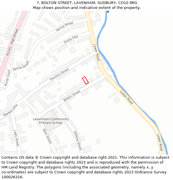 7, BOLTON STREET, LAVENHAM, SUDBURY, CO10 9RG: Location map and indicative extent of plot