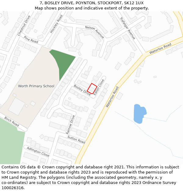 7, BOSLEY DRIVE, POYNTON, STOCKPORT, SK12 1UX: Location map and indicative extent of plot