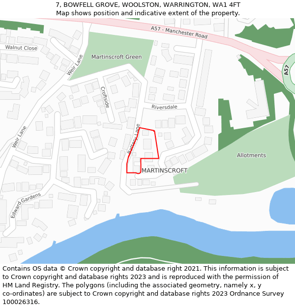 7, BOWFELL GROVE, WOOLSTON, WARRINGTON, WA1 4FT: Location map and indicative extent of plot