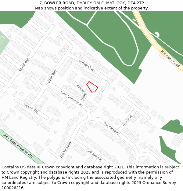 7, BOWLER ROAD, DARLEY DALE, MATLOCK, DE4 2TP: Location map and indicative extent of plot