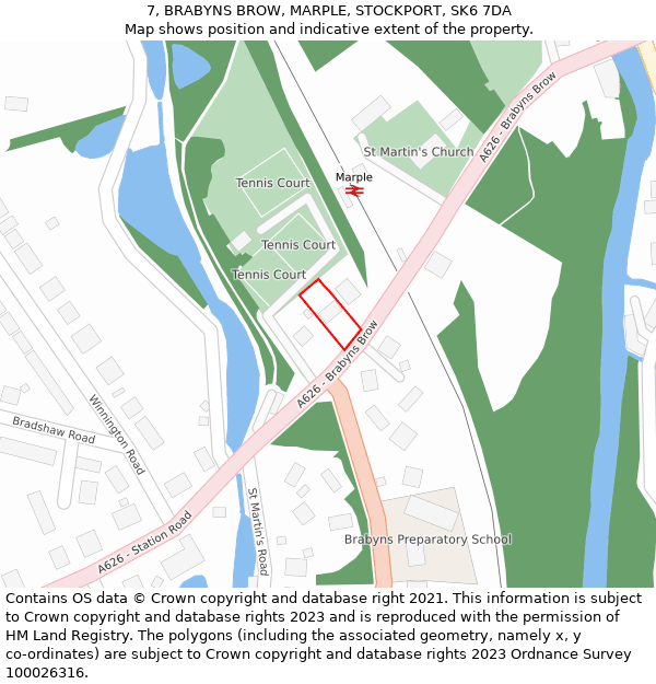 7, BRABYNS BROW, MARPLE, STOCKPORT, SK6 7DA: Location map and indicative extent of plot