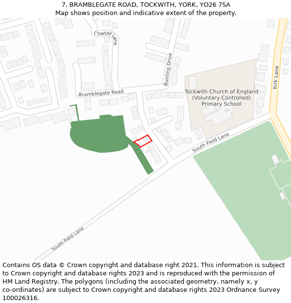 7, BRAMBLEGATE ROAD, TOCKWITH, YORK, YO26 7SA: Location map and indicative extent of plot