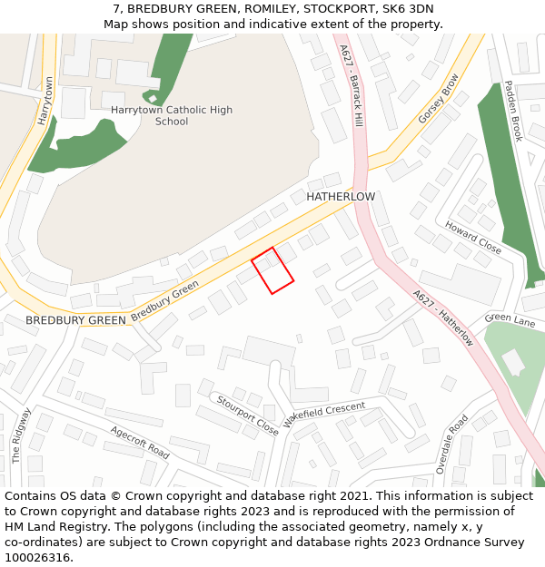 7, BREDBURY GREEN, ROMILEY, STOCKPORT, SK6 3DN: Location map and indicative extent of plot