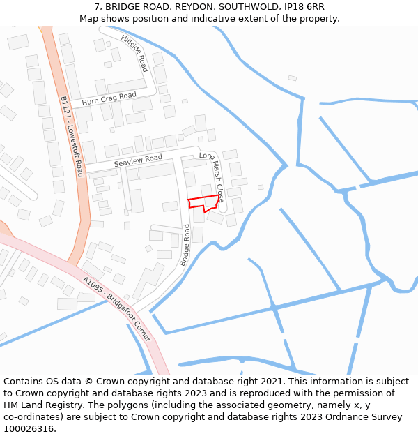 7, BRIDGE ROAD, REYDON, SOUTHWOLD, IP18 6RR: Location map and indicative extent of plot