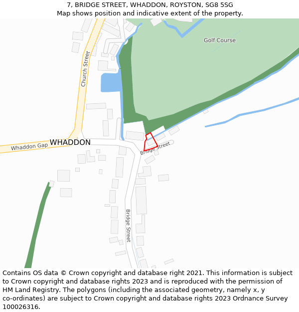 7, BRIDGE STREET, WHADDON, ROYSTON, SG8 5SG: Location map and indicative extent of plot