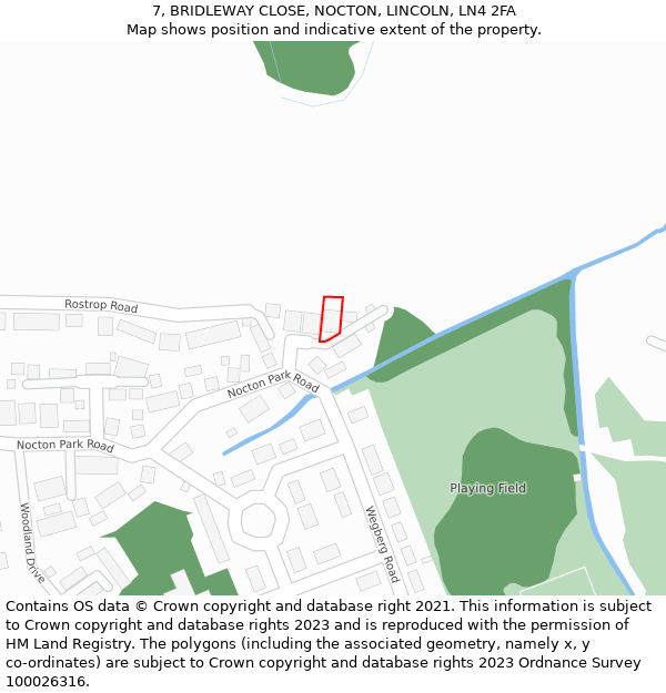 7, BRIDLEWAY CLOSE, NOCTON, LINCOLN, LN4 2FA: Location map and indicative extent of plot