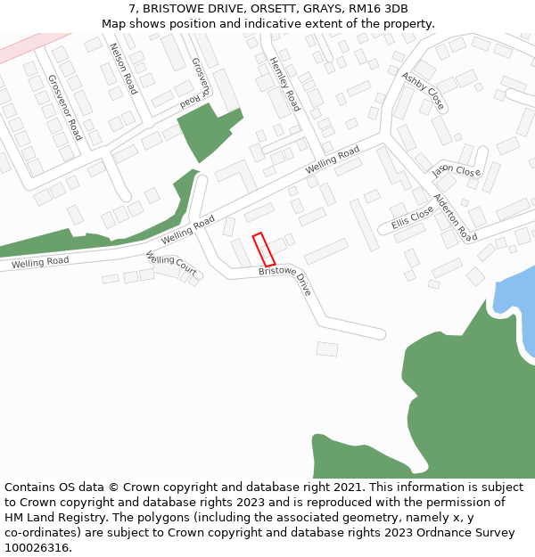 7, BRISTOWE DRIVE, ORSETT, GRAYS, RM16 3DB: Location map and indicative extent of plot