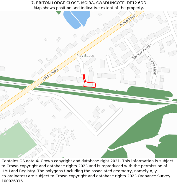 7, BRITON LODGE CLOSE, MOIRA, SWADLINCOTE, DE12 6DD: Location map and indicative extent of plot