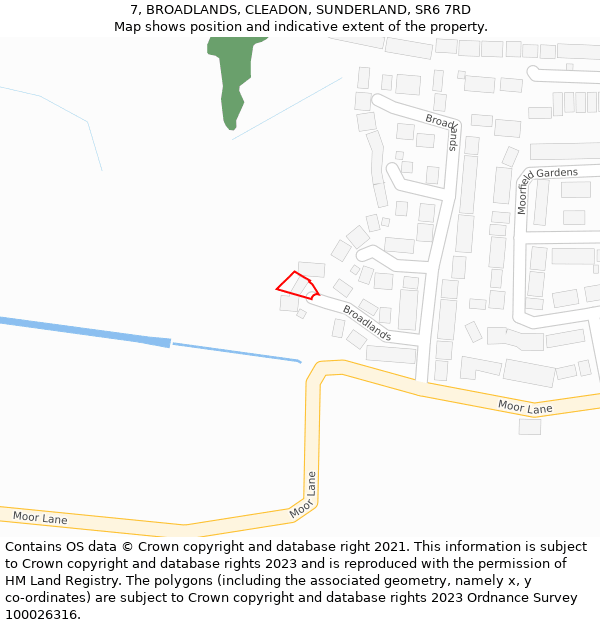 7, BROADLANDS, CLEADON, SUNDERLAND, SR6 7RD: Location map and indicative extent of plot