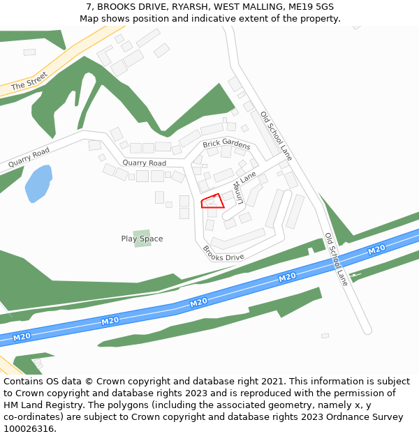 7, BROOKS DRIVE, RYARSH, WEST MALLING, ME19 5GS: Location map and indicative extent of plot