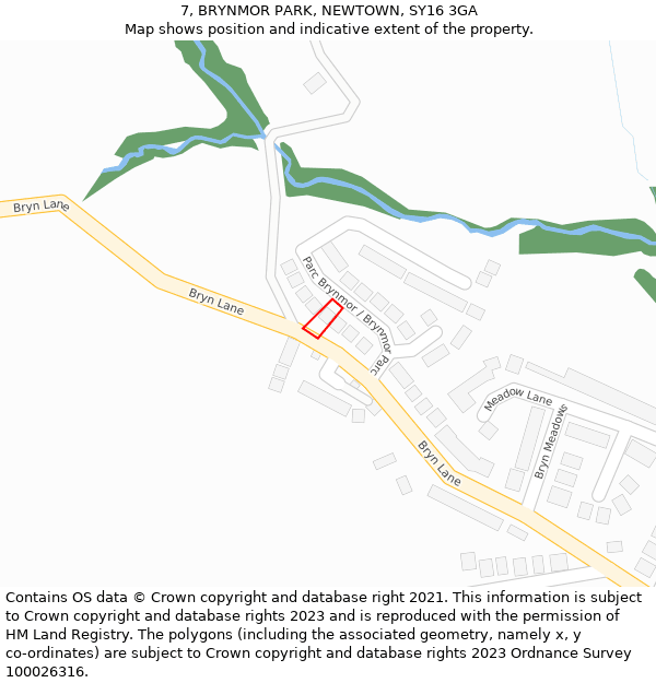 7, BRYNMOR PARK, NEWTOWN, SY16 3GA: Location map and indicative extent of plot