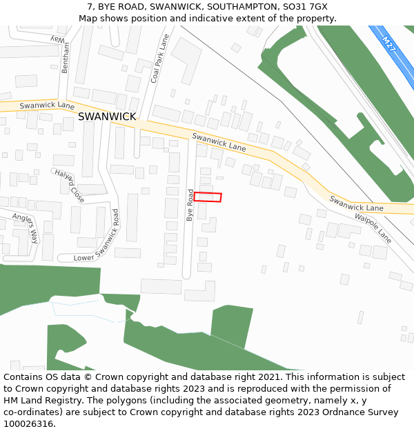 7, BYE ROAD, SWANWICK, SOUTHAMPTON, SO31 7GX: Location map and indicative extent of plot