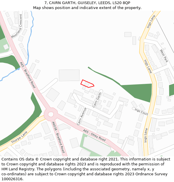 7, CAIRN GARTH, GUISELEY, LEEDS, LS20 8QP: Location map and indicative extent of plot
