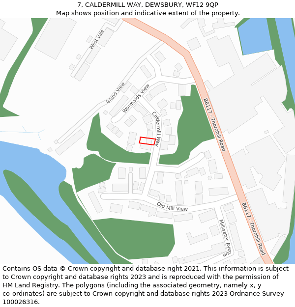 7, CALDERMILL WAY, DEWSBURY, WF12 9QP: Location map and indicative extent of plot