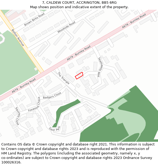 7, CALDEW COURT, ACCRINGTON, BB5 6RG: Location map and indicative extent of plot