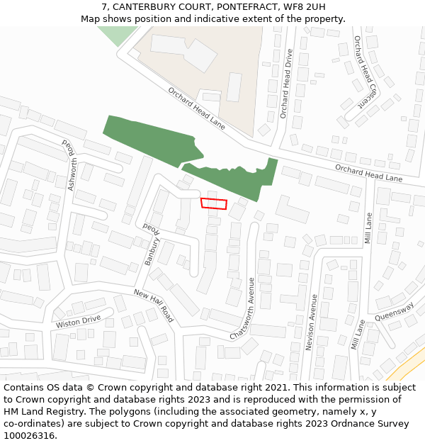 7, CANTERBURY COURT, PONTEFRACT, WF8 2UH: Location map and indicative extent of plot