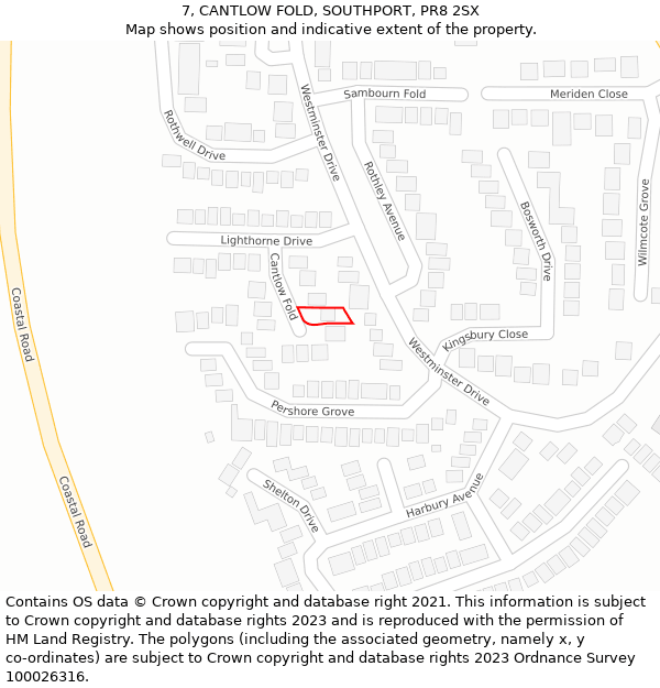 7, CANTLOW FOLD, SOUTHPORT, PR8 2SX: Location map and indicative extent of plot