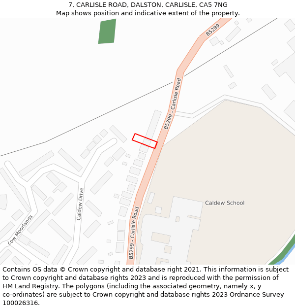 7, CARLISLE ROAD, DALSTON, CARLISLE, CA5 7NG: Location map and indicative extent of plot